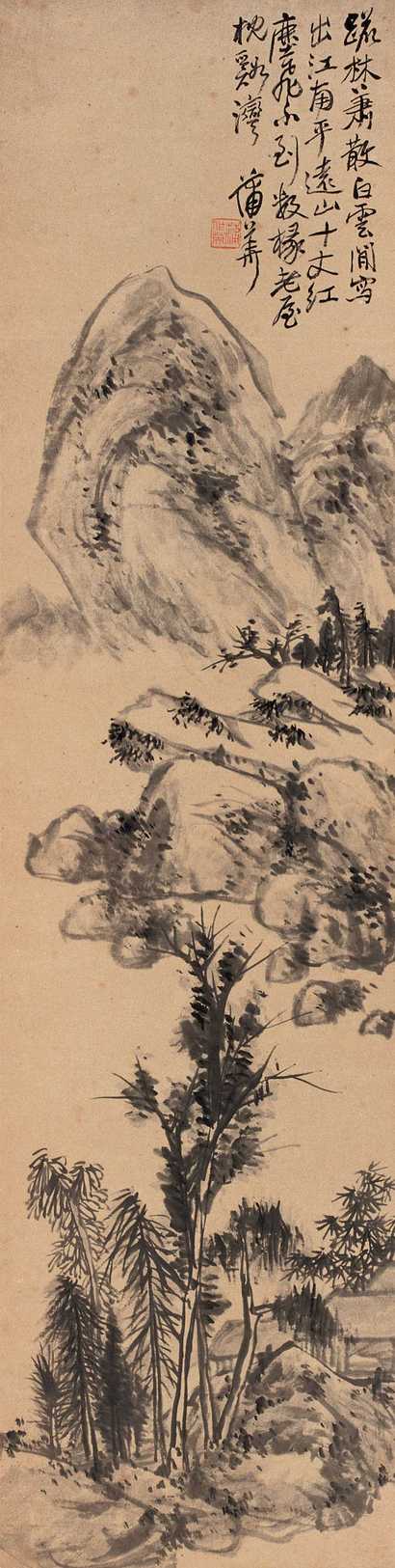 蒲华 疏林萧散 立轴